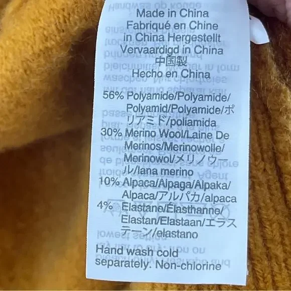 Madewell Mustard Orange Wool Alpaca Blend Boho Open Cardigan Sweater Size Small - Picture 9 of 10